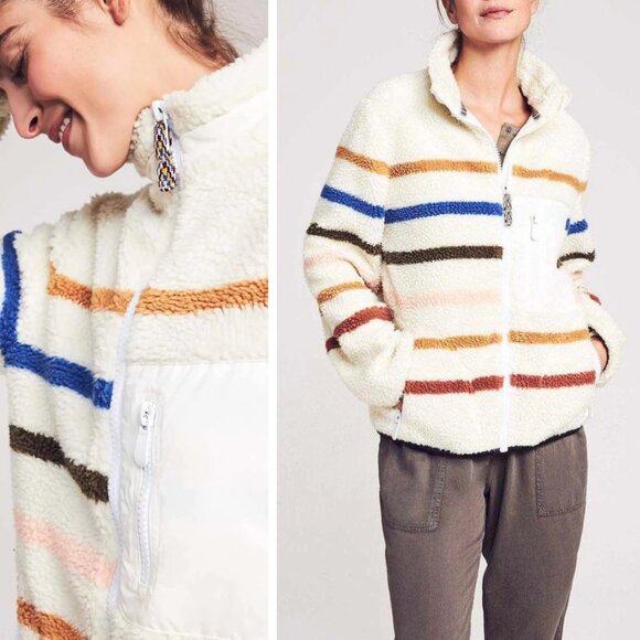 Faherty Dream Fleece Jacket Polar Rainbow Preppy Coastal Bohemian Outerwear - Picture 1 of 9